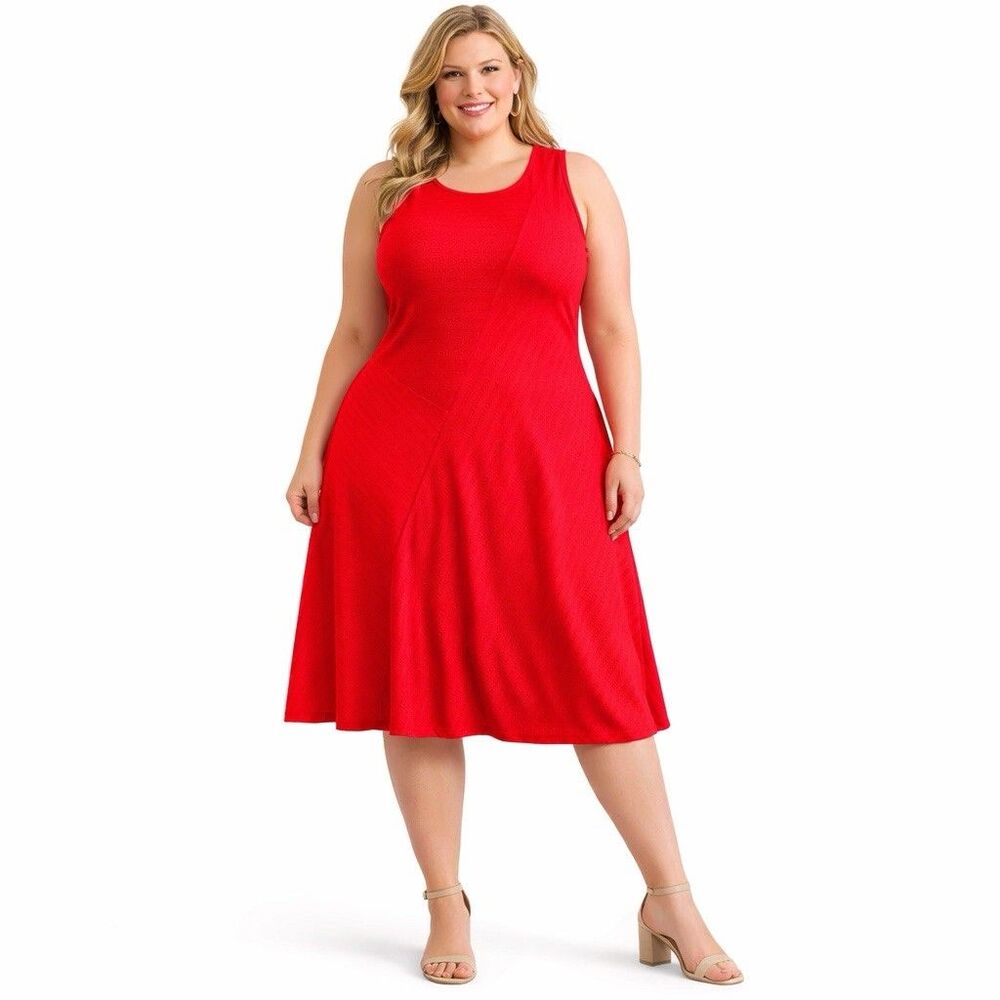 Soft Surroundings Red Dress Women's Size XL Sleeveless Pima Cotton Stretchy - Picture 1 of 9